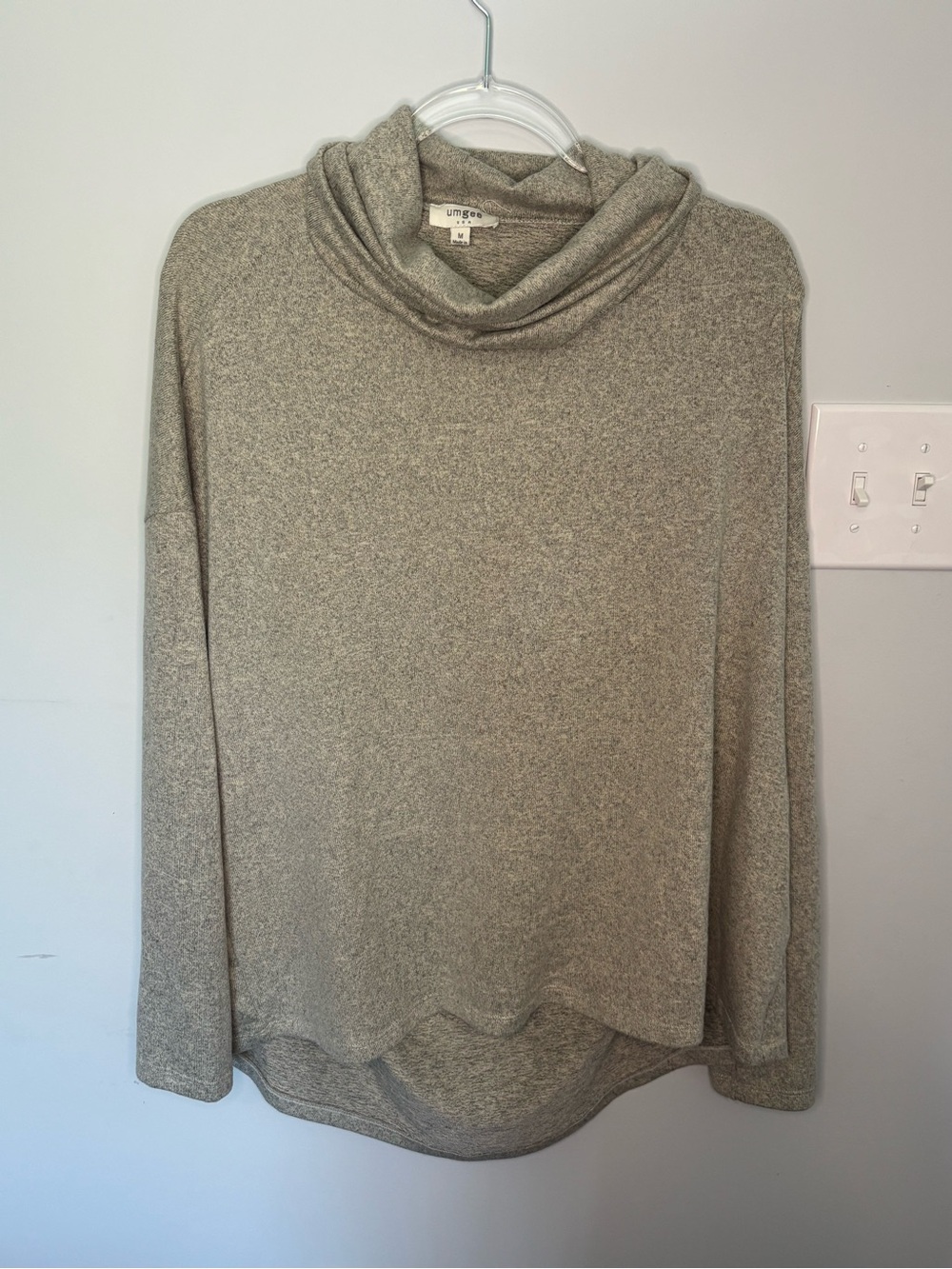 Umgee Light Heather Gray Cowl Neck Pullover